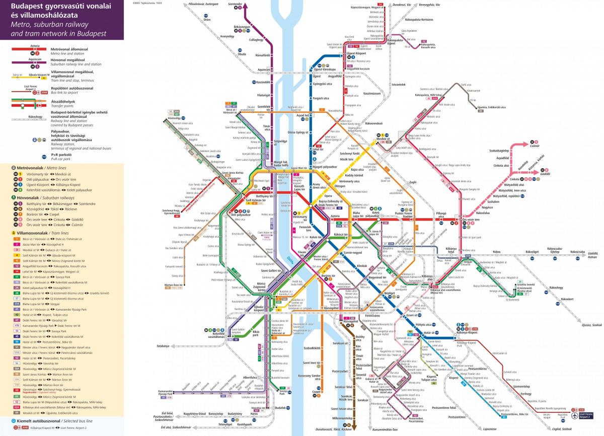 Boedapest tram stations kaart