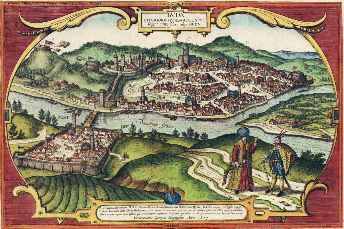 Boedapest antieke kaart