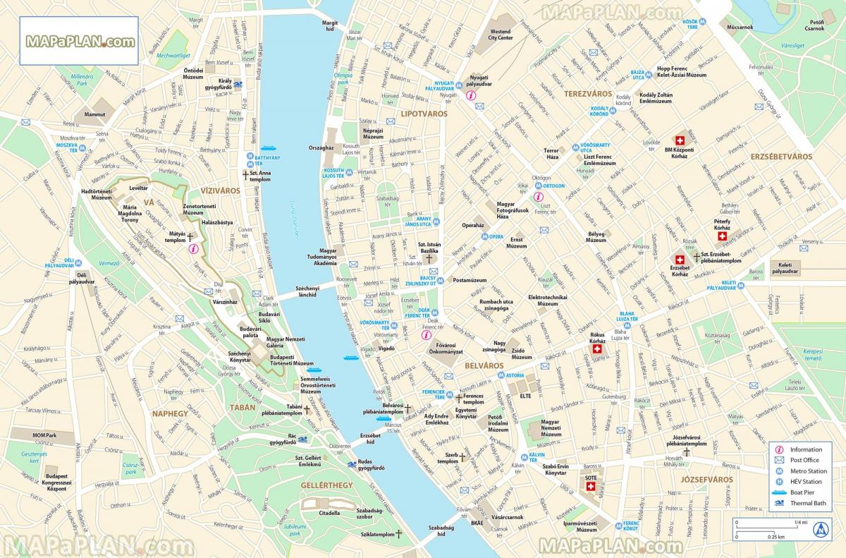 Budapest wandeltochten kaart