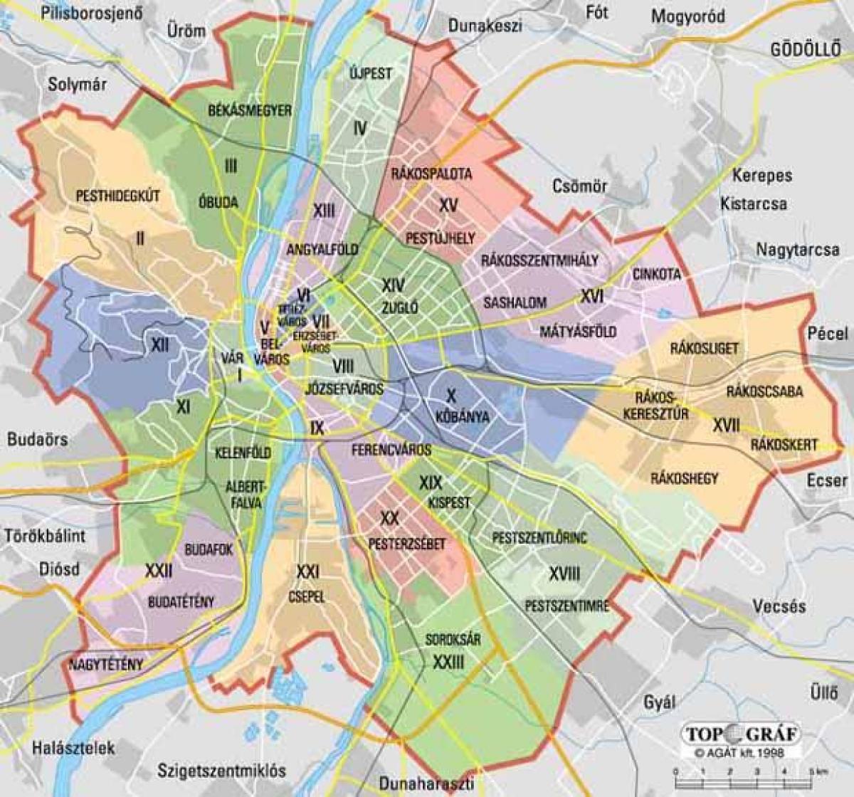 Boedapest district kaart